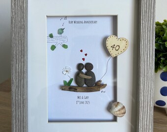 Anniversary Pebble Art/Ruby Wedding Anniversary/40th Wedding Anniversary