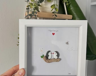I Flippin’ Love You Penguin Pebble Art - Anniversary/Valentines/Birthday
