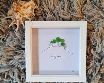 The nearly home/Nearly there trees Cornish sea glass pebble art