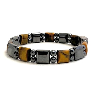 Tiger Eye and Magnetic Hematite Bracelet, Magnetic Therapy Bracelet