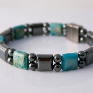 Magnetic Therapy Bracelet, Magnetic Hematite and Impression Jasper Bracelet