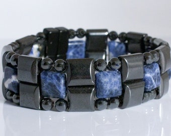 Magnetic Bracelet for Arthritis Therapy, Hematite Healing Bracelet with Sodalite for Men & Women