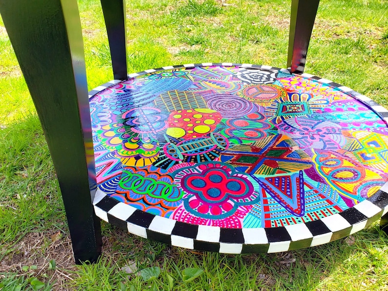 Hand Painted Coffee Table Funky Coffee Table Colorful Table Etsy