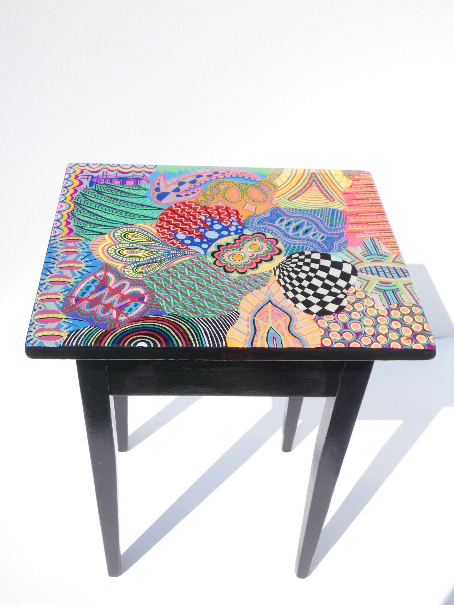 Hand Painted Table Funky & Colorfully Painted table One of a Etsy