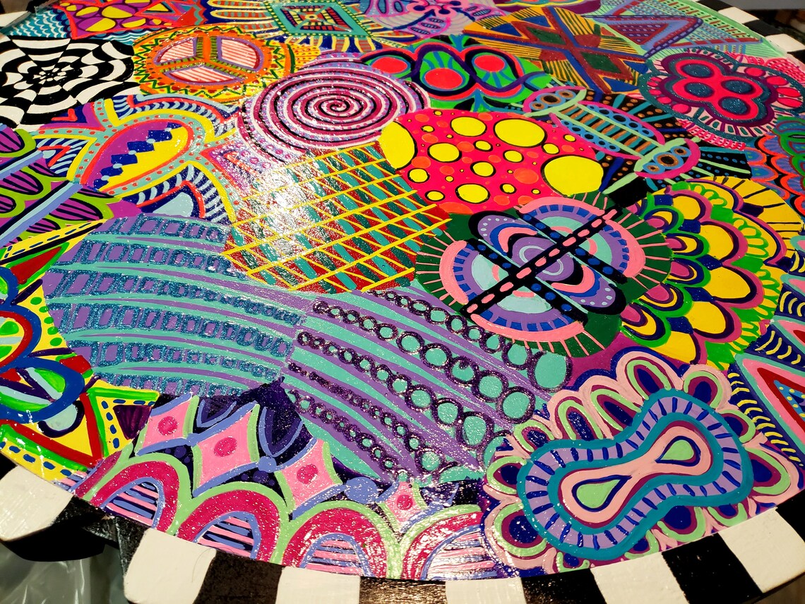 Hand Painted Coffee Table Funky Coffee Table Colorful Table Etsy