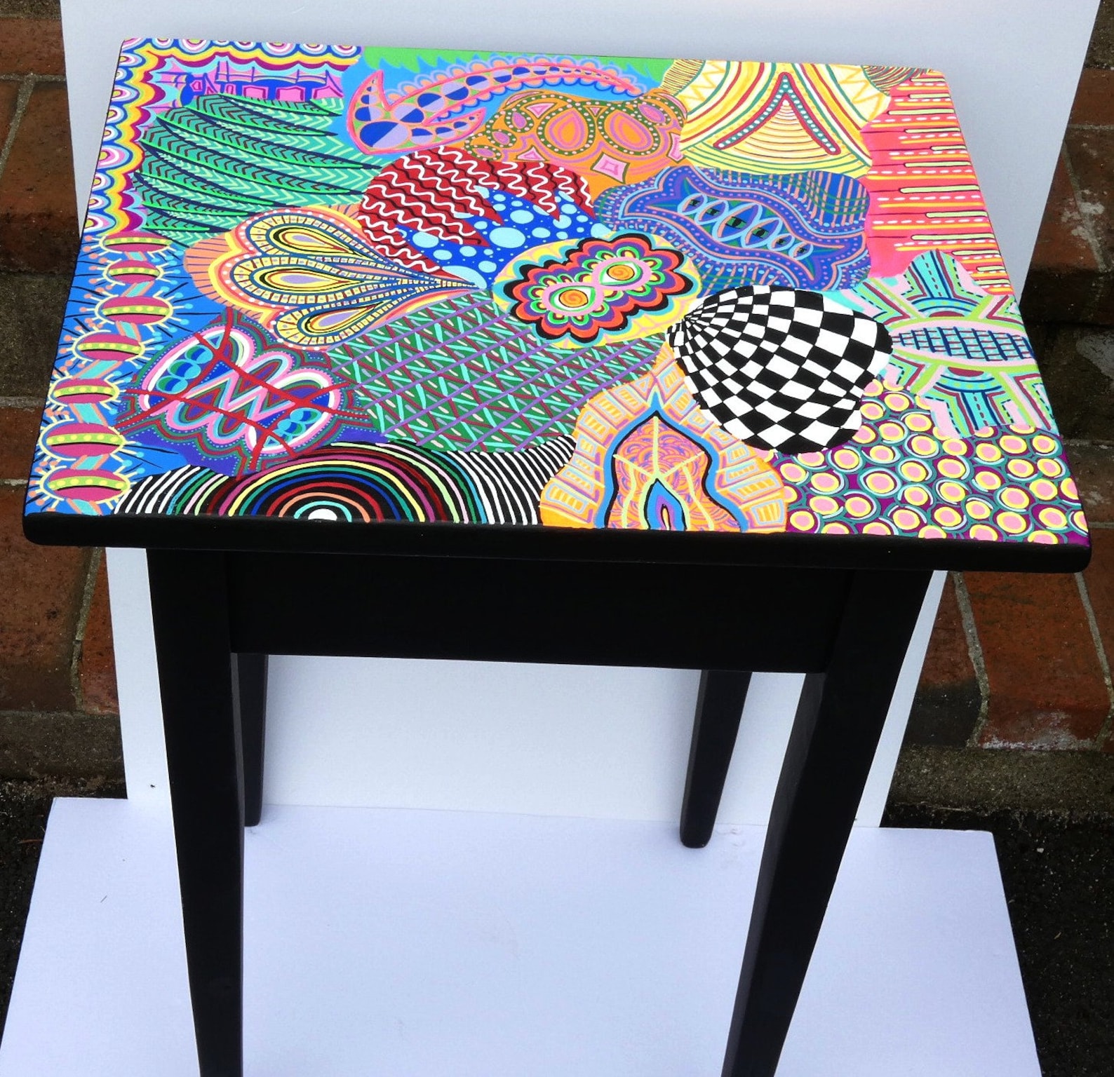 Hand Painted Table Funky & Colorfully Painted table One of a Etsy