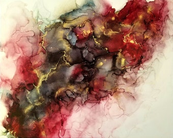 Alcohol Ink Painting, Abstract Alcohol Ink Painting on Canvas