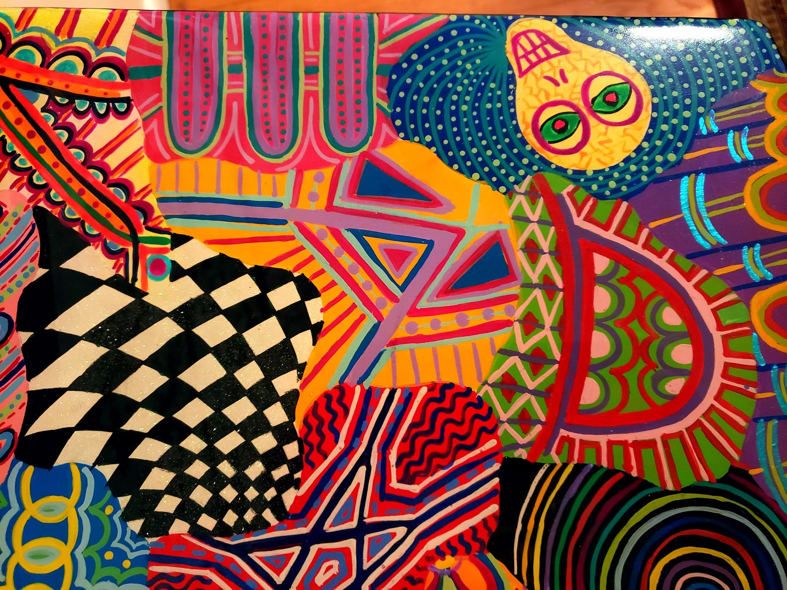 Funky Table Small End Table With Drawer Colorful Table Etsy