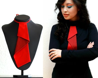 3D Lady-Krawatte 100% Seide Jabot exklusiv-innovativ-Design stilvoll drapiert farbenprächtig Knospe rot grün rosa pink magenta