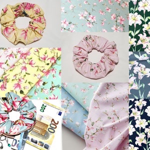 Laço de cabelo magnólia Oeko-Tex beija-flor lírios flor algodão orgânico bolsa limitada compartimento secreto elástico flores trança tecidos elásticos de grife
