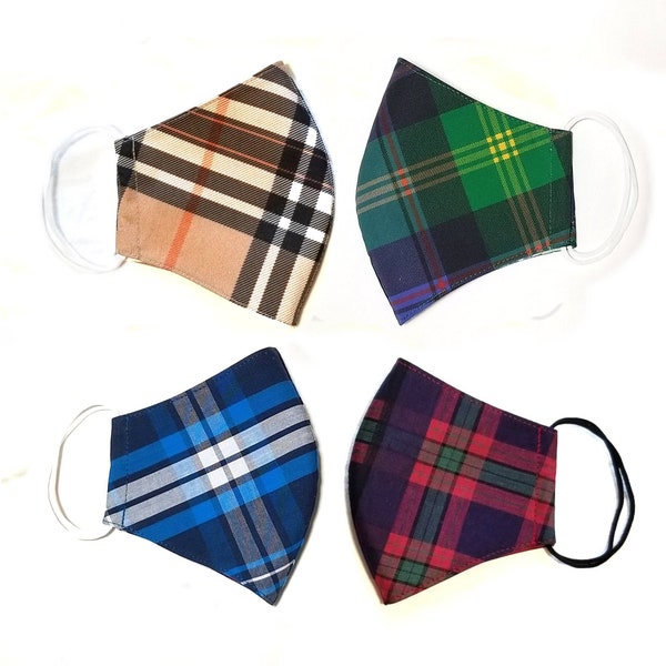 TARTAN Bulkhead Check Cotton Mask Ethnic Clan Plaid Check Face Mask Bulkhead Pattern Scottish Fabric from Great Britain British