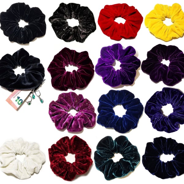 Samt Haargummi Geldbörse Geheimfach Scrunchie Zopfgummi schwarz rot gelb dunkelblau Haarbänder Winter Haarschmuck Haarmode Geschenkidee