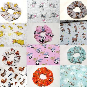 Wildlife Hair Gum Deer Panda Baby Mouse Chick Squirrel Rabbit Back to School Scrunchie Duck Flowers Bear Jersey Cotton Kids Educator