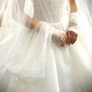 Voile de mariée 2 en 1 avec peigne et manchettes avec perles strass Touche orientale cathédrale longueur 3,5 m train bijoux de mariage exclusifs image 10