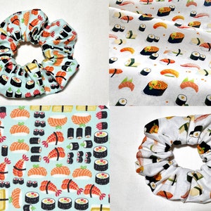 Sushi Scrunchie Japonés Ebi Masago Cavia Algas Salmón Maki Futo Nigiri Vegetal Pescado Comida Scrunchie Camarones Regalo Idea