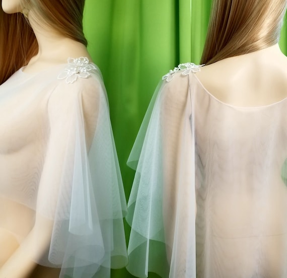 LUMoony Braut Cape Schulterschutz - Tüll Umhang Mit Spitze Für Hochzeit