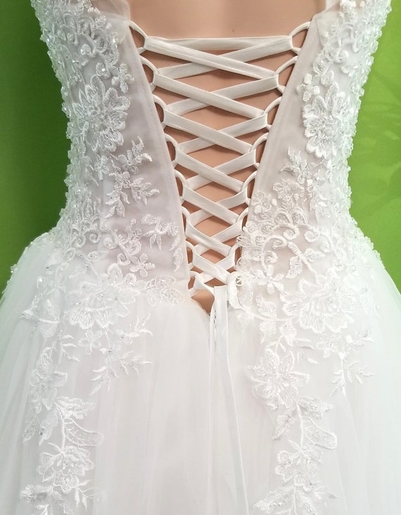 white christmas dresses Corset Back Wedding Dress - Long Sleeves Wedding Dress with High Slit