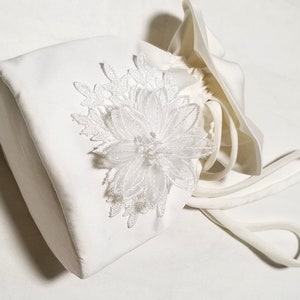 3D Floral Bridal Bag Exclusive Wedding Bag Lace Wedding Cotton Bag Ivory First Communion Bridal Formal, EastMOTION Design