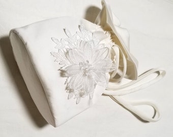 Bolso de novia con flores 3D, exclusivo bolso de boda con encaje, bolso de algodón color marfil para primera comunión, diseño EastMOTION