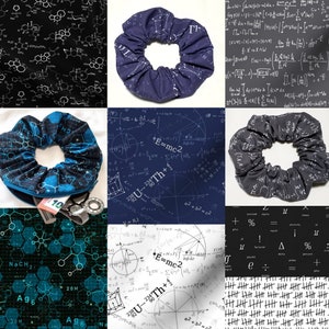 Matemáticas Física Química Corbata para el cabello Cartera Compartimento secreto Scrunchie Ciencias naturales Estructura molecular Estudiante Profesor Diseñador Tela