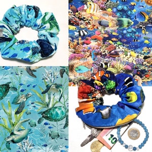 Ocean Sea People Hair Gum Wallet Compartimento secreto Fish Dolphin Turtle Scrunchie Sea Coral Water Mask encuentra la idea de regalo de Nemo Dori
