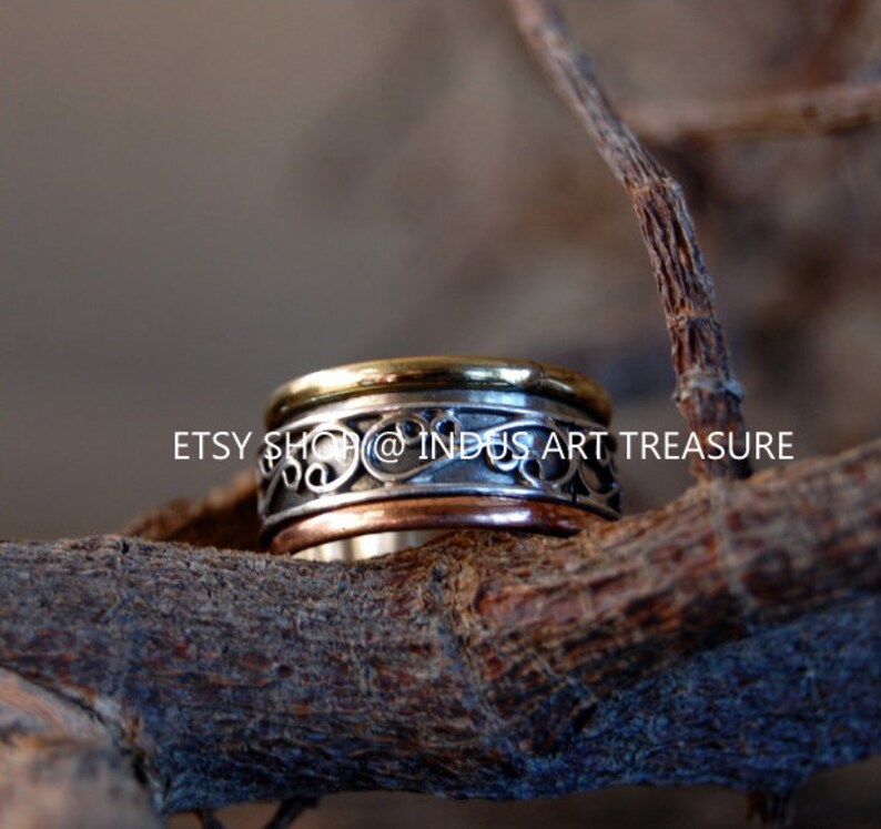 Boho Chunky Ring Thumb Ring Ethnic Meditation Ring Birthday Gift Ring Fidget Ring Spinner Ring Unisex Ring 925 Sterling Silver Ring