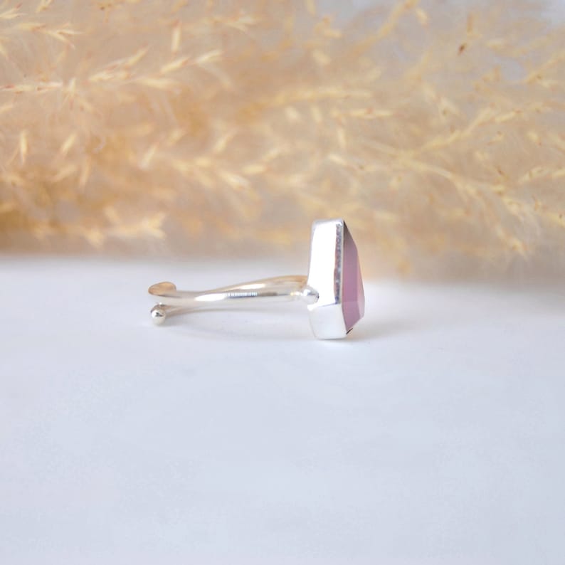 21st- 40th Birthday Gifts for Women Pretty Rosy- Pink Chalcedony Kite Ring for Women Pink Chalcedony Dainty Ring 925 Sterling Silver Ring