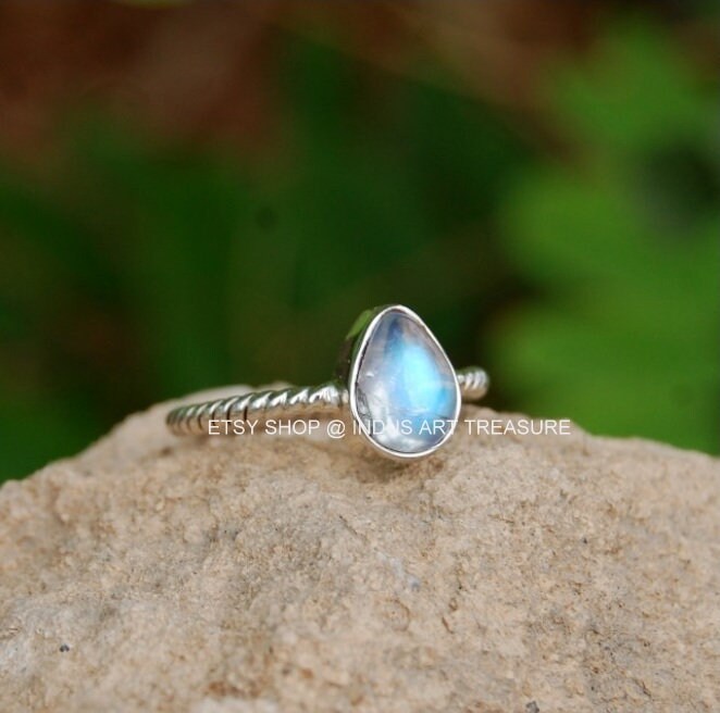 Rainbow Moonstone Ring Moonstone Ring 925 Sterling Silver | Etsy