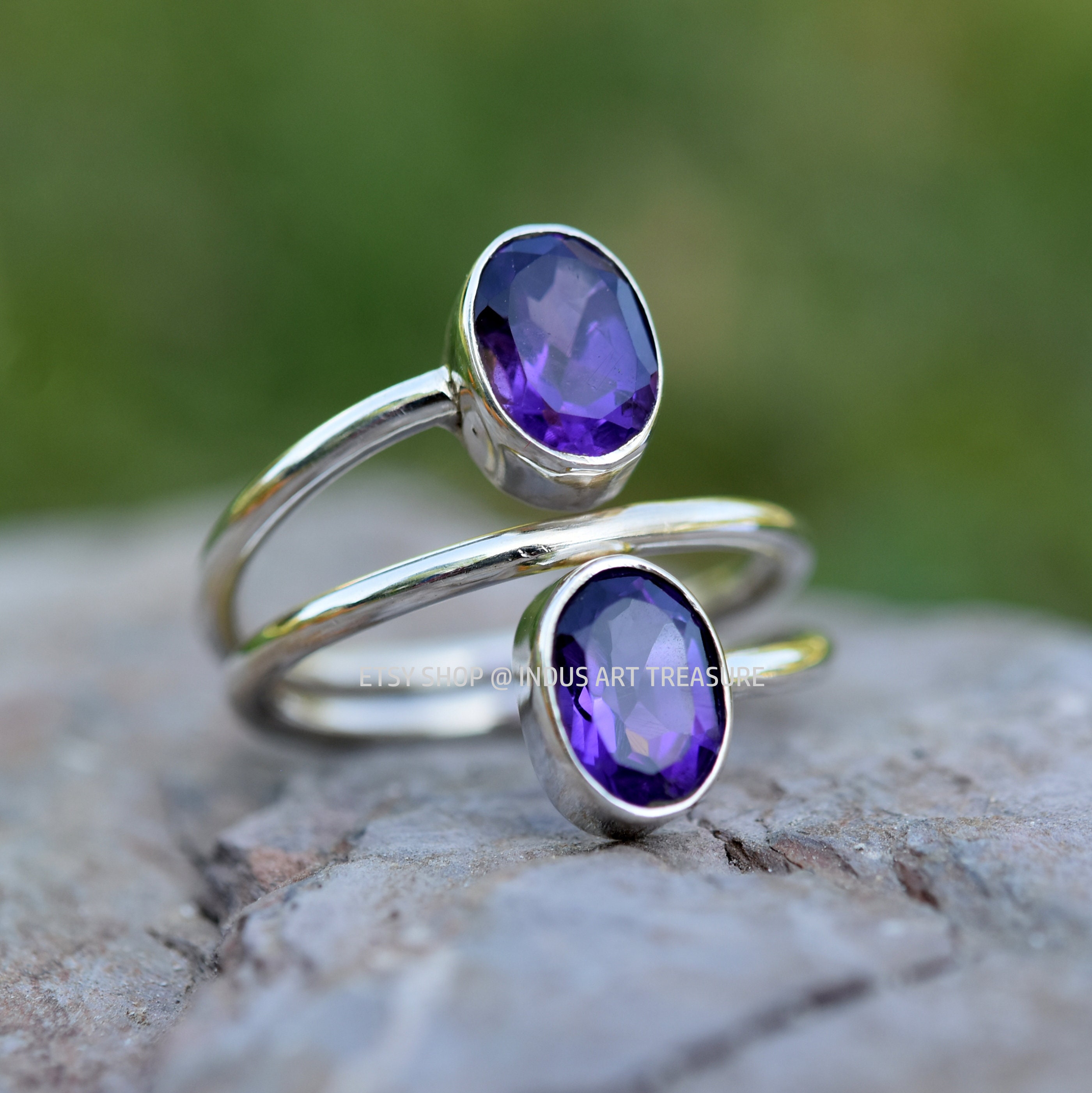 Purple Amethyst Coil Ring for Women 925 Sterling Silver Ring | Etsy