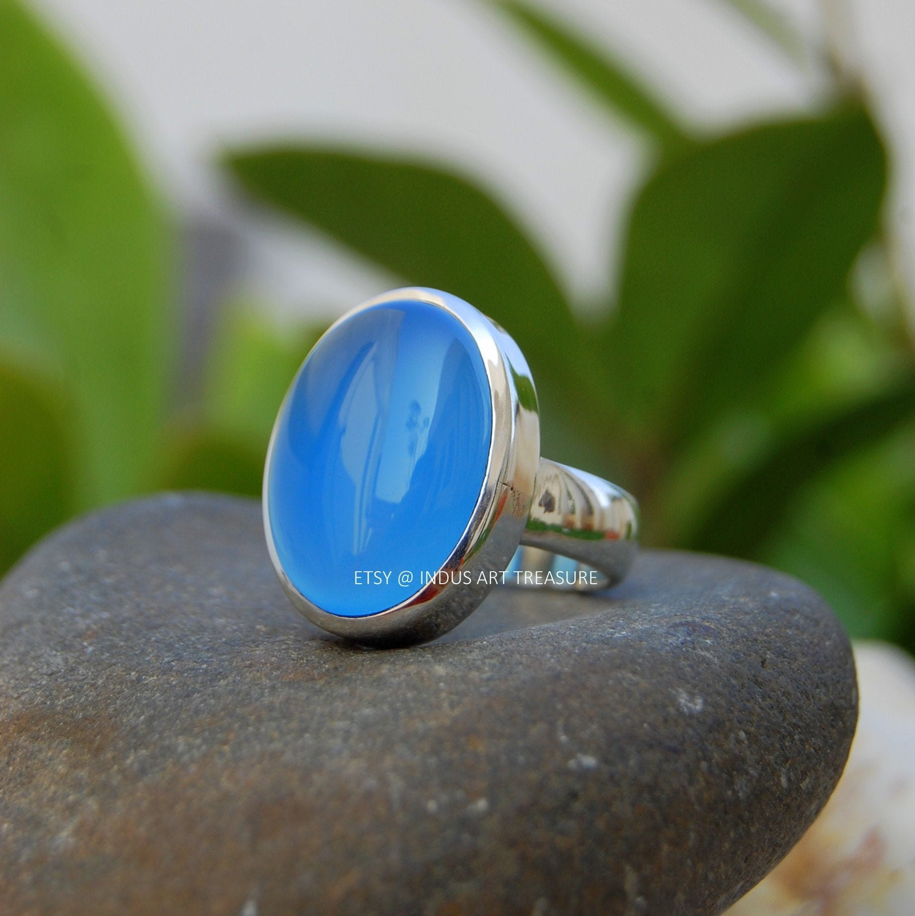 Aqua Chalcedony Ring Natural Ring Gemstone Ring Gift For Women 925 Sterling Silver Ring Statement Ring Aqua Stone Ring Etsy Ring