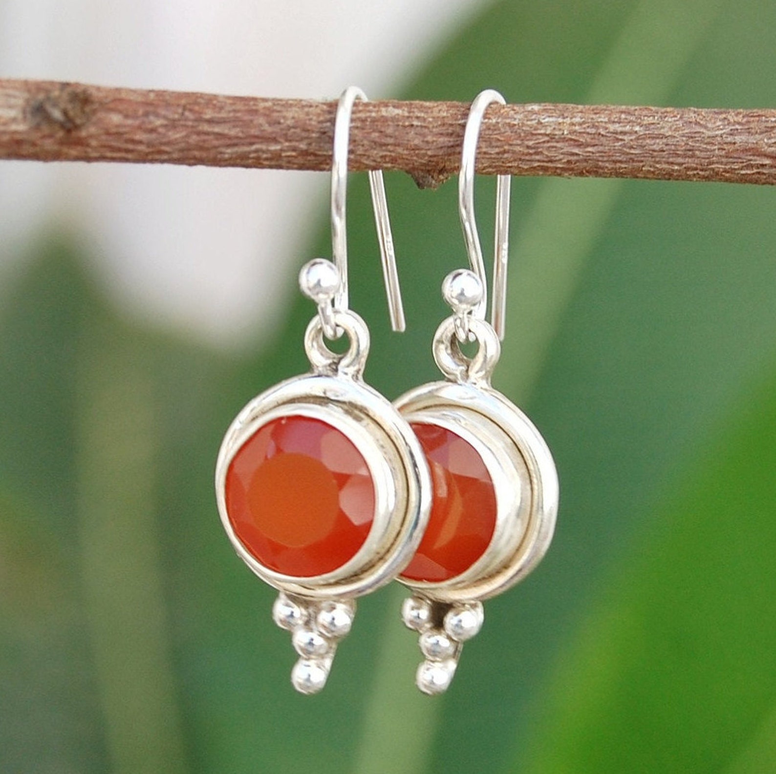 Elegant Carnelian Drop Earrings Carnelian Earrings 925 Etsy