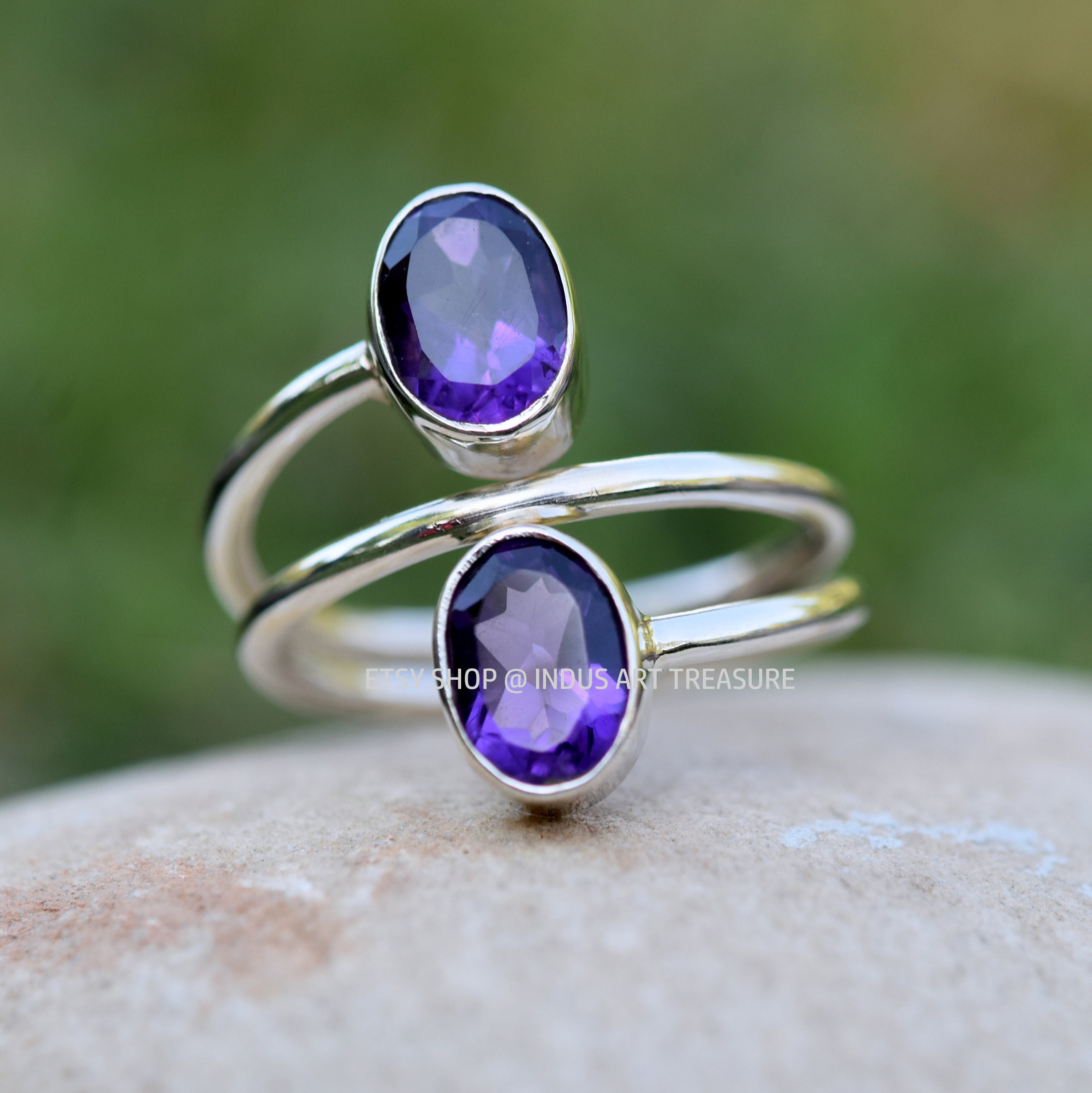 Purple Amethyst Coil Ring for Women 925 Sterling Silver Ring | Etsy