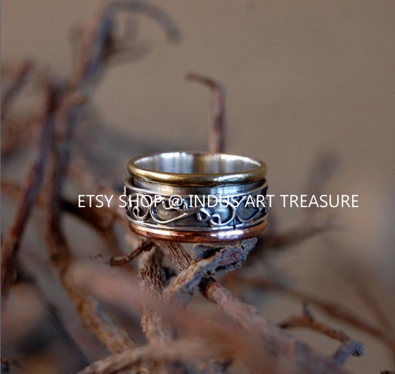 Boho Chunky Ring Thumb Ring Ethnic Meditation Ring Birthday Gift Ring Fidget Ring Spinner Ring Unisex Ring 925 Sterling Silver Ring