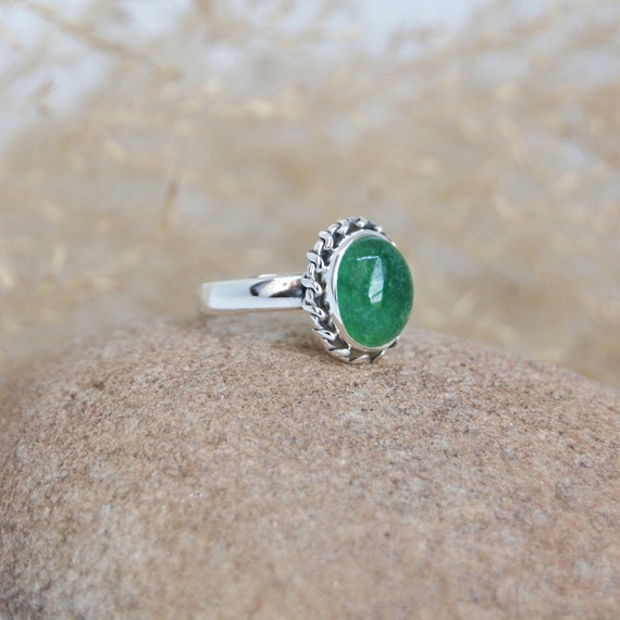 silver ring with jade stone