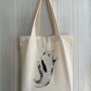 Organic cotton bag Creature screen print, jute bag