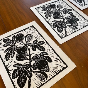 Figs Block Print Black and White Print Linocut Botanical Print - Etsy