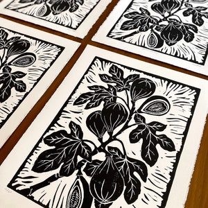 Figs Block Print Black and White Print Linocut Botanical Print - Etsy