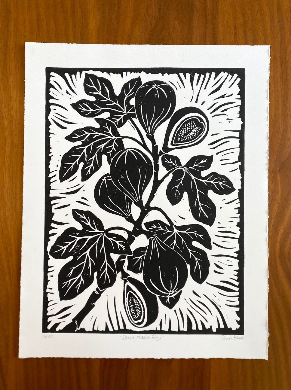 Figs Block Print Black and White Print Linocut Botanical - Etsy