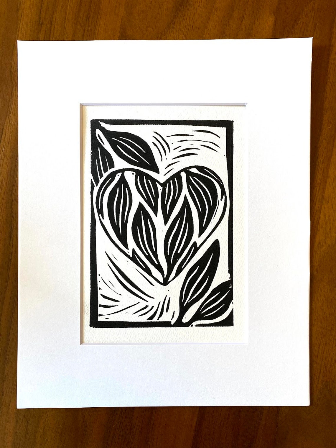Heart Block Print Valentine Gift Linocut Heart Heart Etsy