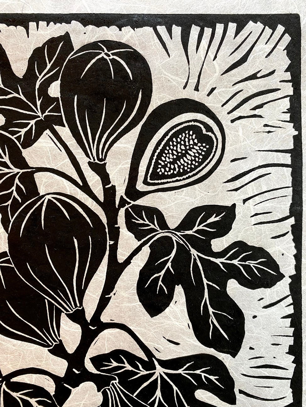 Figs Block Print Black and White Print Linocut Botanical | Etsy