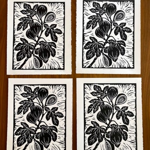 Figs Block Print Black and White Print Linocut Botanical - Etsy