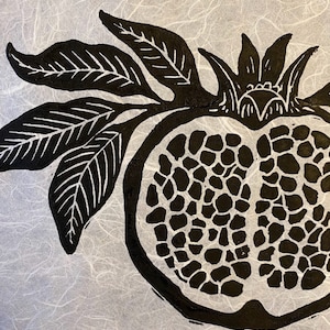 Pomegranate - Linocut print "Pom-Center"