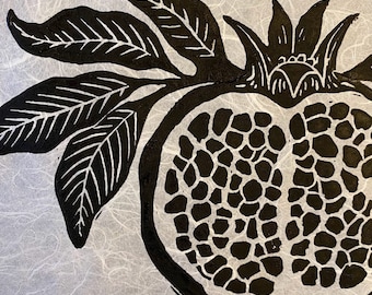 Pomegranate - Linocut print &quot;Pom-Center&quot;