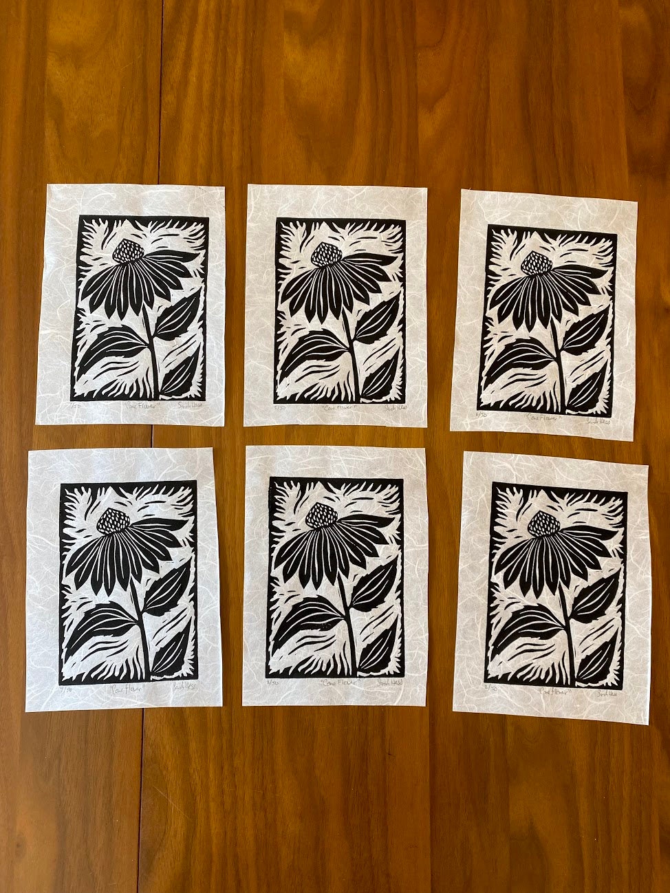 Cone Flower Black and White Block Print Linocut Print Etsy