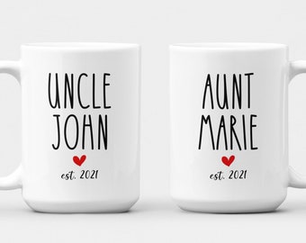 Personalized Aunt and Uncle Pregnancy Announcement Aunt and Uncle Mug Set New Baby Announcement Aunt To Be Future Uncle Gift