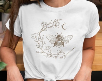 Bee Shirt Mystical Bee Shirt Bee Botanical Shirt Celestial Bee Tee Mystical Moon Bee Shirt Lunar Bee Shirt Cottagecore Bee T-Shirt