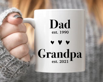 Pregnancy Announcement Grandparents Dad est. Grandpa est. Coffee Mug Pregnancy Reveal to Grandpa New Grandfather Gift Dad to Grandpa