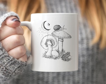 Mushroom Mug Frog Mug Snail Mug Goblincore Dark Academia Decor Light Academia Cottagecore Mug Mystical Mug Mushroom Coffee Cup Toad Mug