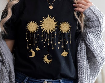 Boho Sun Moon Shirt Celestial Sun and Moon Comfort Colors T Shirt Mystical Bohemian Shirt Moon Sun and Stars Tee Astrology Spiritual Shirt