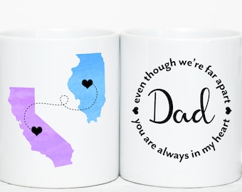 Personalized Gift for Dad from Daughter Long Distance Gift Dad Coffee Mug Sentimental Gift for Dad State to State Mug for Dad